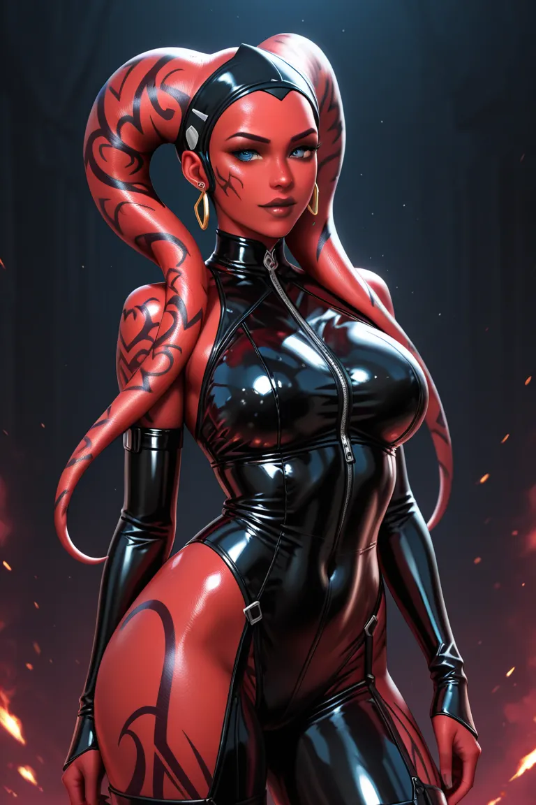 Twi'lek red skin latex clothes