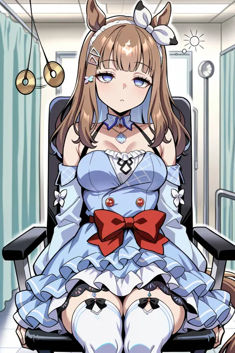 (masterpiece, ultra high definition, 16k, RAW photo, intricate), (sharp focus, crisp details), rich colors, vibrant details, noise reduction, 1girl , ((almond eye \( Uma Musume\)), (One Pendulum , Swinging pendulum, Pendulum before her eyes:1.9), Another...