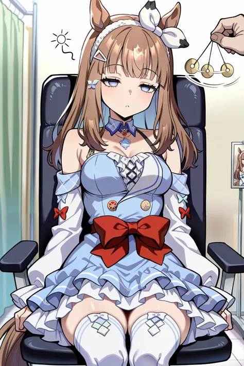 (masterpiece, ultra high definition, 16k, RAW photo, intricate), (sharp focus, crisp details), rich colors, vibrant details, noise reduction, 1girl , ((almond eye \( Uma Musume\)), (One Pendulum , Swinging pendulum, Pendulum before her eyes:1.9), Another...