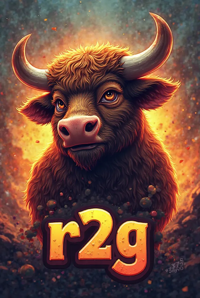 Make me a crazy mascot and let the mascot be a regular bull and underneath it has the letters "R2G"
