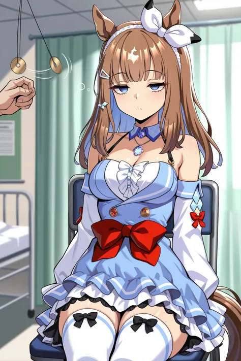 (masterpiece, ultra high definition, 16k, RAW photo, intricate), (sharp focus, crisp details), rich colors, vibrant details, noise reduction, 1girl , ((almond eye \( Uma Musume\)), (One Pendulum , Swinging pendulum, Pendulum before her eyes:1.9), Another...