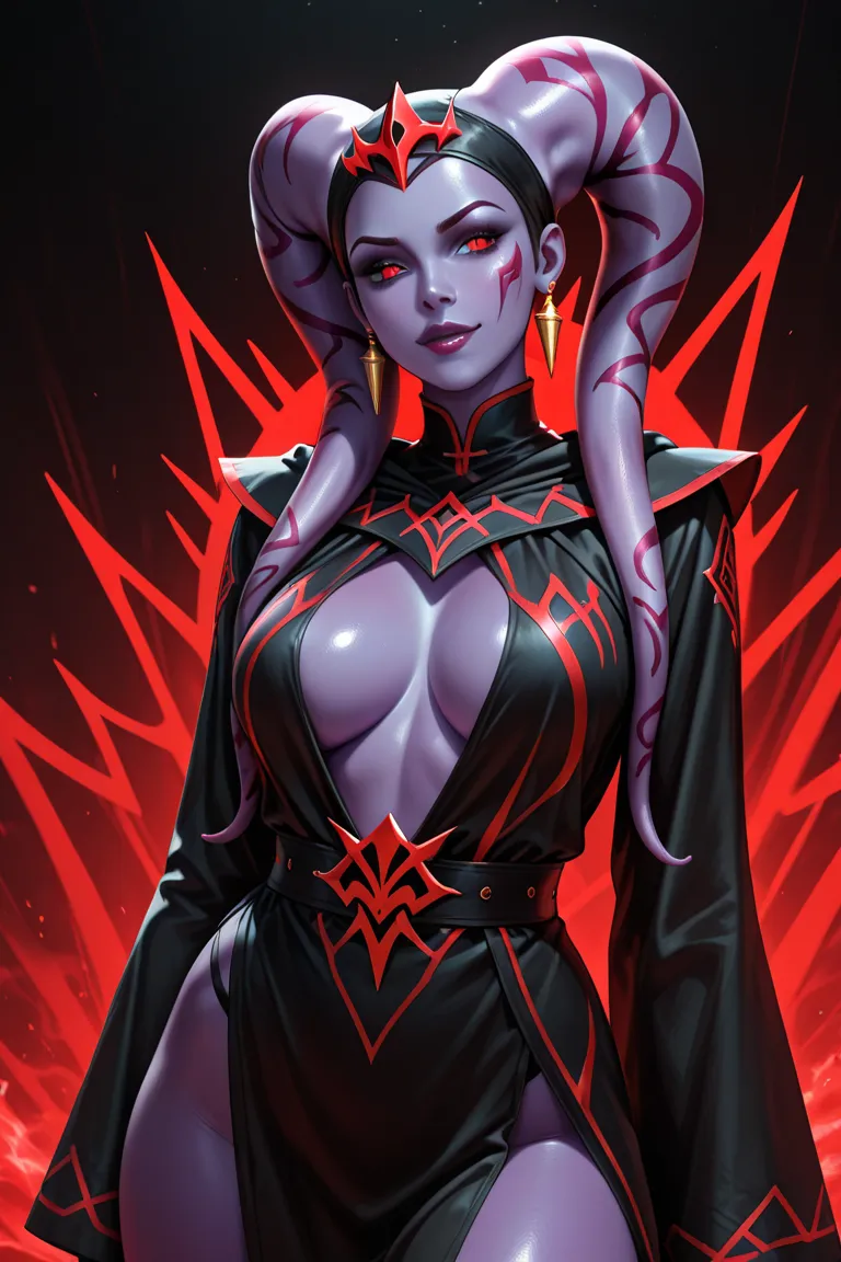 Twi'lek purple skin in red sith robe