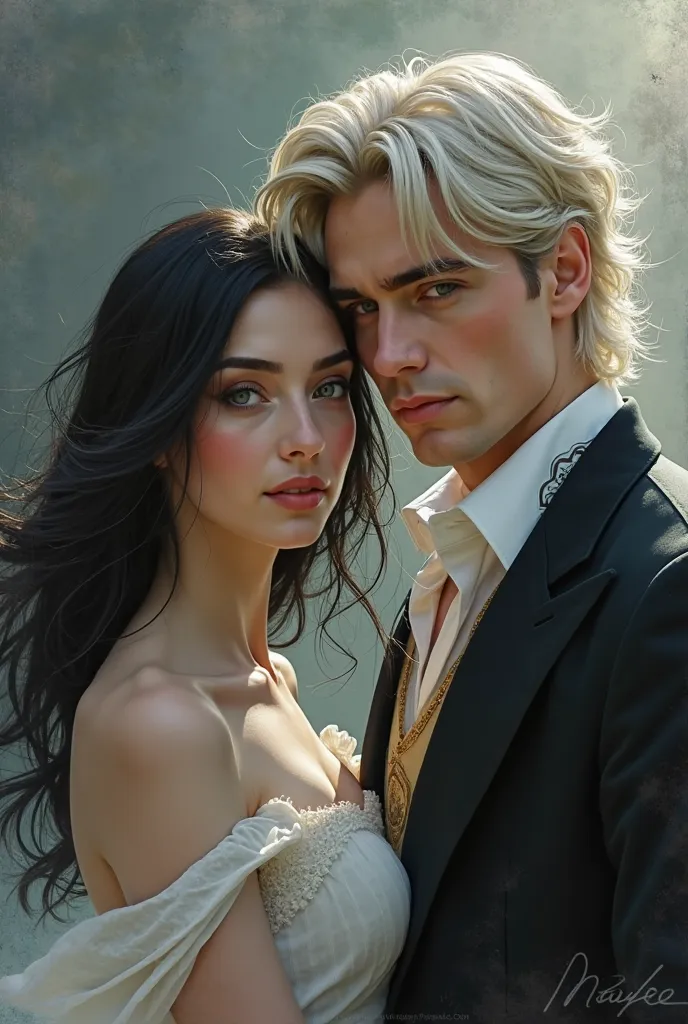 Girl with black hair and pale skin, with her boyfriend Draco Malfoy 