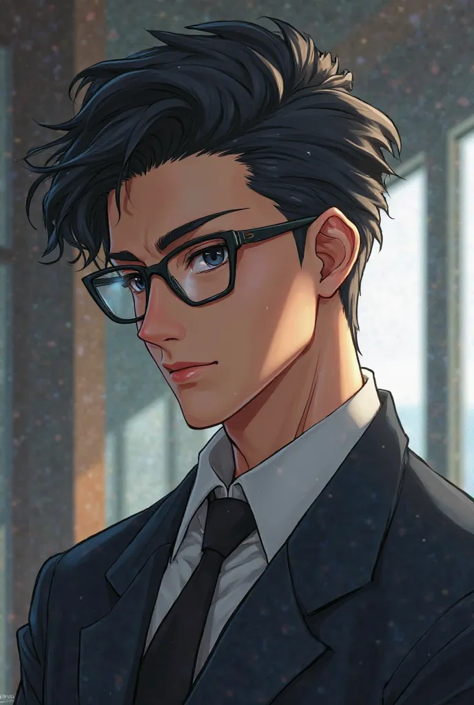 Anime Guy in his 30s handsome tall with glasses