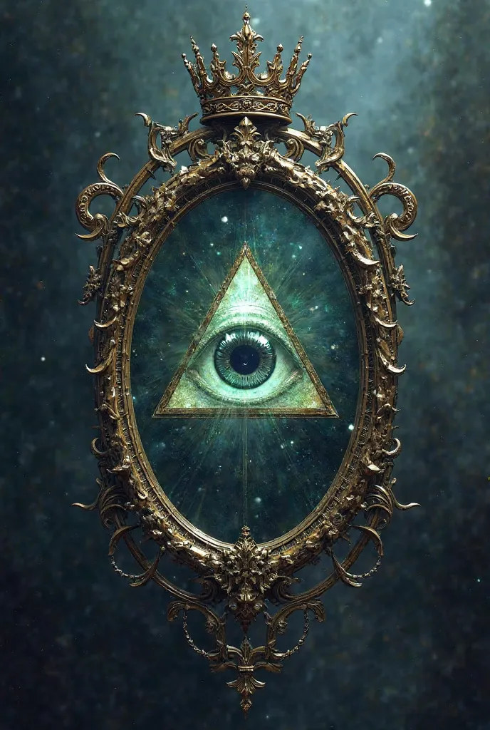 Make a mirror with a crown and inside the mirror there is a large triangle with one eye 