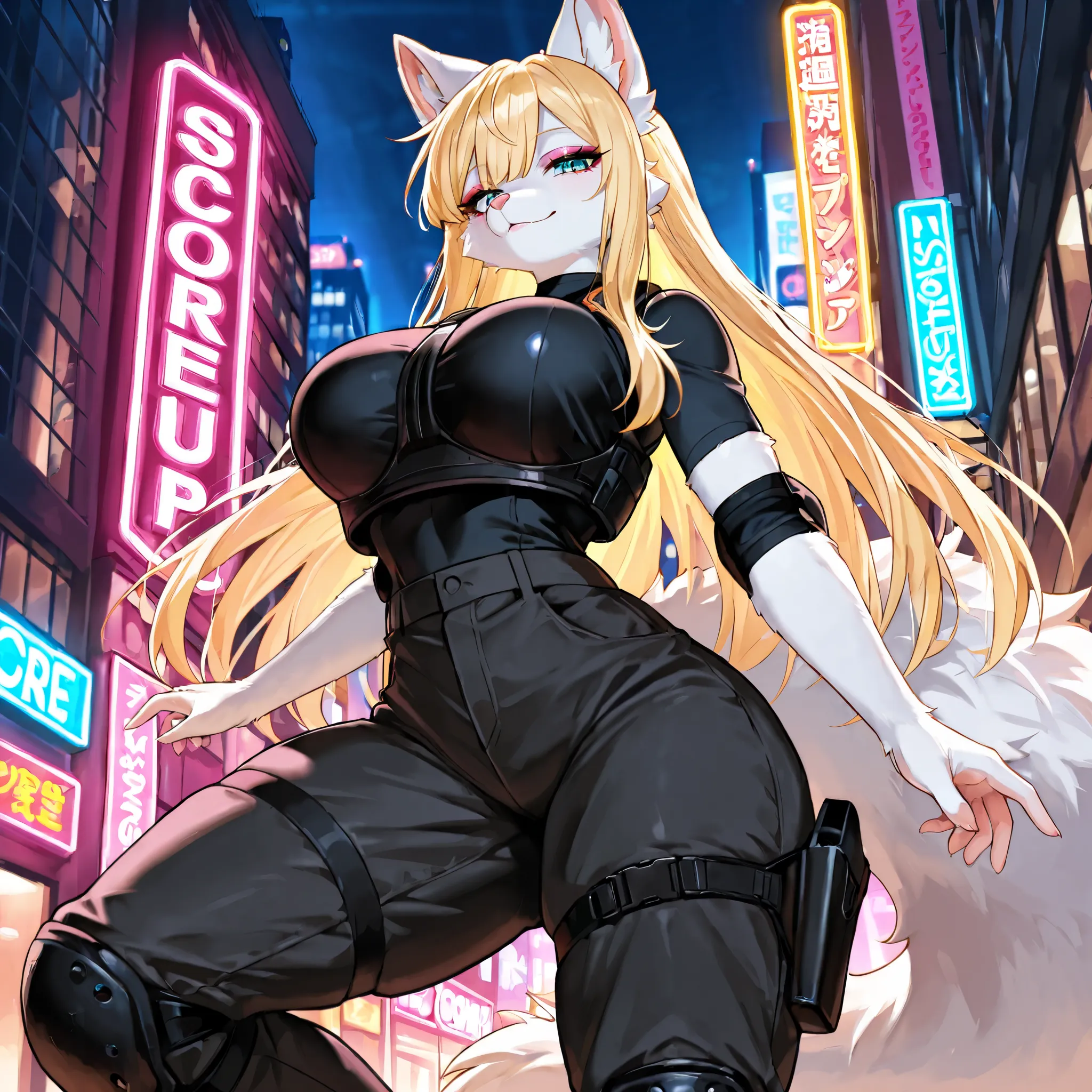 Score_9, Score_8_up, Score_7_up, Score_6_up, Score_5_up, Score_4_up, Source_anime, Tag1, Tag2, Quality_masterpiece, vibrant colors, Anatomically correct, 1girl, furry, detailed fluffy fur, big breasts, thin waist, thick thighs, Eyelashes, (bunny girl :1.1)...