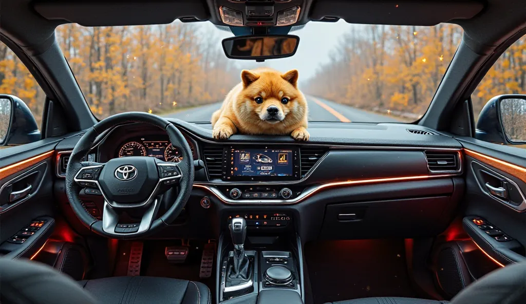 Realistic of futuristic 2025 Doge demon pickup hilux interior design
