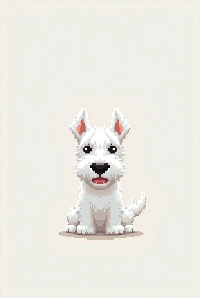 Simplified Pixel art of a white schnauzer, in the style of 8 bit characters