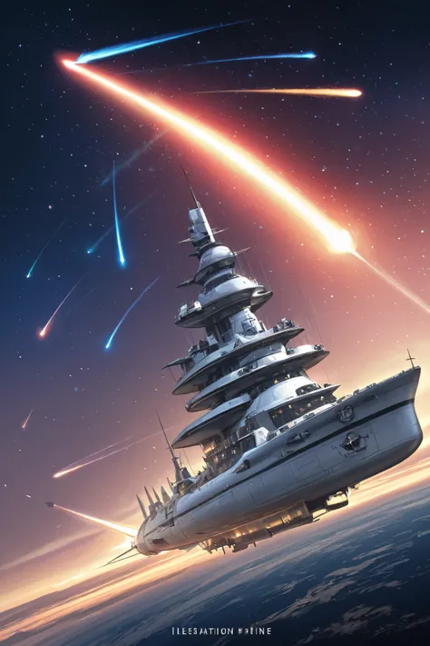 Space ship, captain future, comet, extremely fine and beautiful design, illustration, masterpiece,best quality, high resolution, 8k,