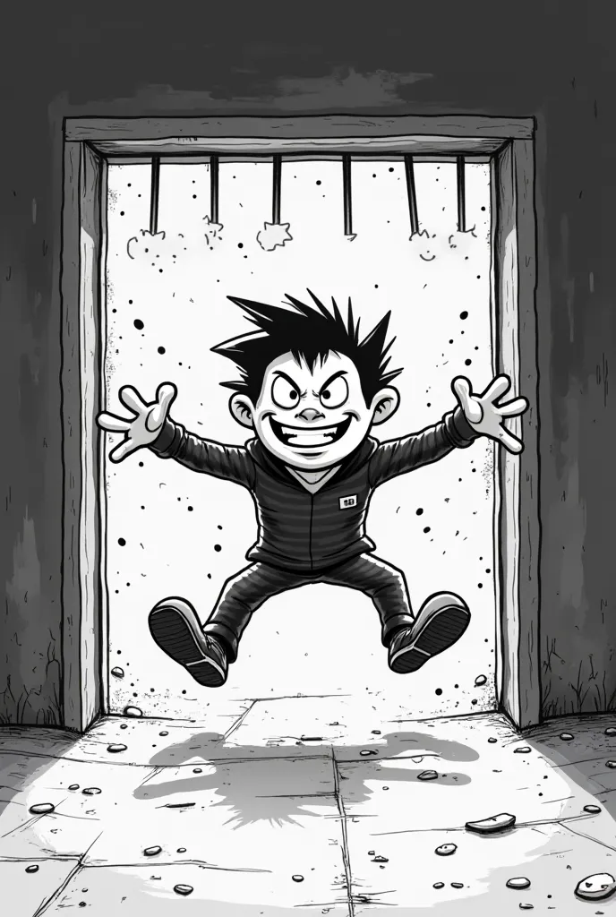 cartoon get out of jail vector art black and white]