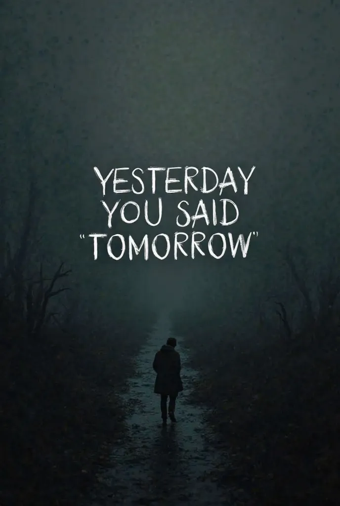 I need a dark wallpaper with the quote yesterday you said Tommorow in it