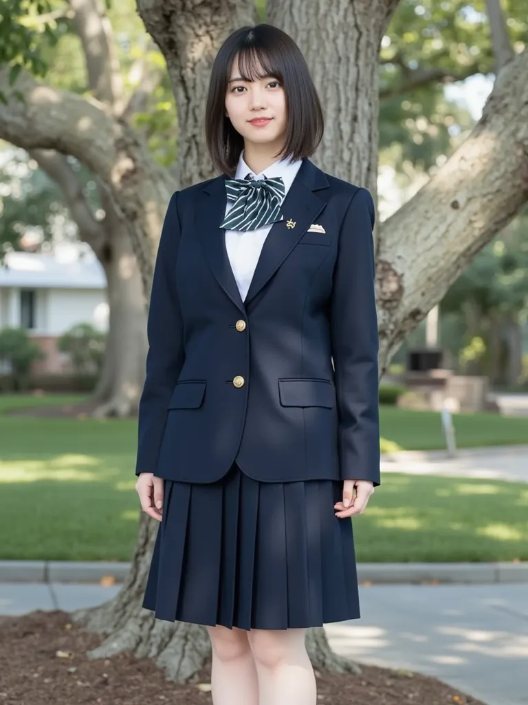 Japanese with beautiful fair skin
Stunning photos of girls in high school uniforms standing straight for the camera,she is standing straight at the camera in her high school uniform. pleated skirt,Boots(navy blue), loafers(black)stand straight,hands are ne...