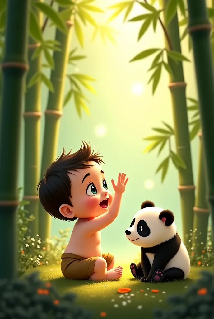 Introduction
1. Introduce protagonist (Ling, baby boy)
2. Establish setting (bamboo forest)
3. Introduce secondary character (Mochi, panda)