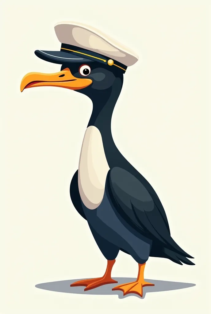 Vector drawing of a cormorant in a sailor cap