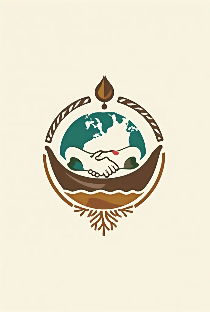 Create a logo for an online store named **Desh Duniya**. It should represent **local (desh) and global (duniya) markets**. Use symbols like **globe, boat, roots, handshake, or traditional motifs**." 