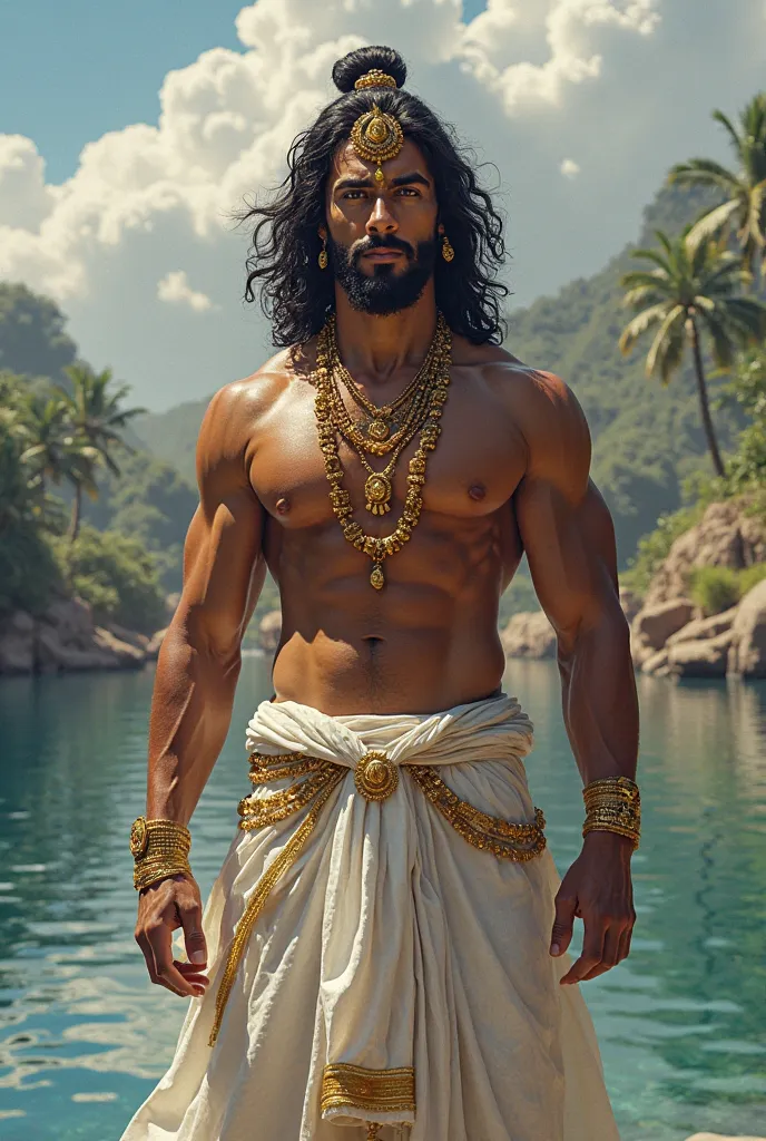 Leo – Murugan Simha (The G.O.A.T King of Kanchinagari)
Very much handsome,King,wearing royal white garments,and gold jewel,with lusty physique.
🦁 Unmatched, Majestic, Supreme Warrior
🔹 Height: 6'0"
🔹 Build: muscular, warrior king physique,but very handsome...