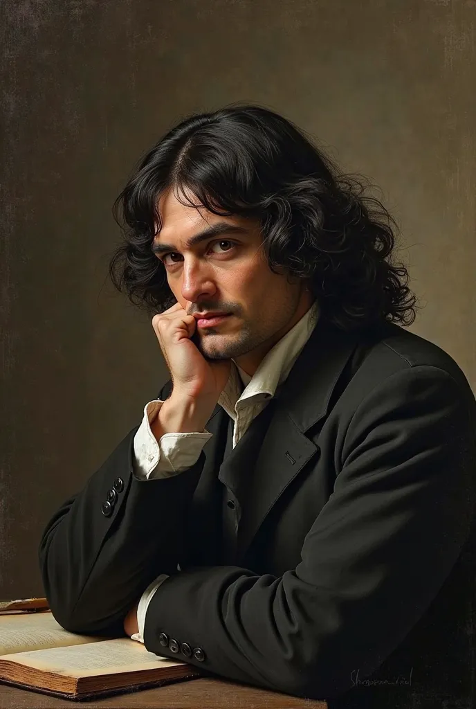 Please create an image for Cogito ergo sum with Rene Descartes picture for my wallpaper 