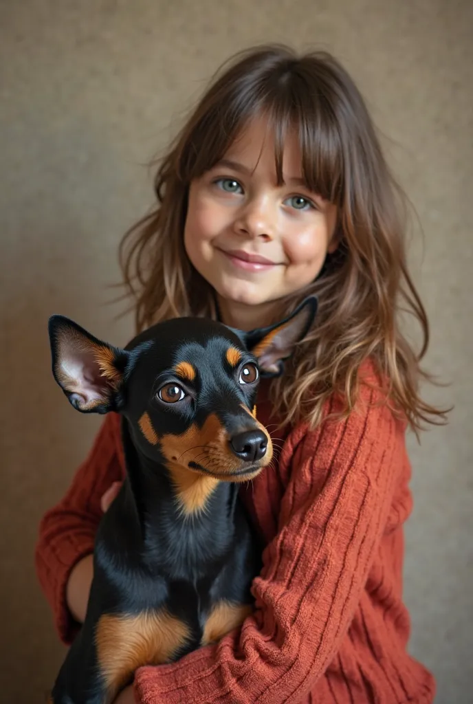 girl with dog, King Pinscher