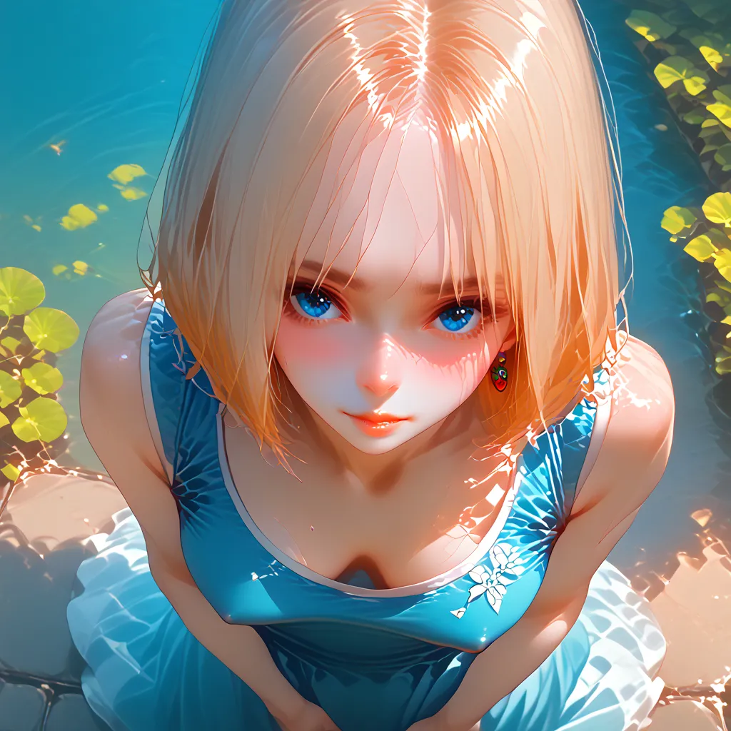 score_9, score_8_up, score_7_up, score_6_up, girl around her neck, (score_9, score_8_up:1.1), score_7_up, 
 medium blonde hair ,  straight hair ,  parted hair , blue eyes, pale skin, small breasts, Front Map, China dress in the park during the daytime, Chi...