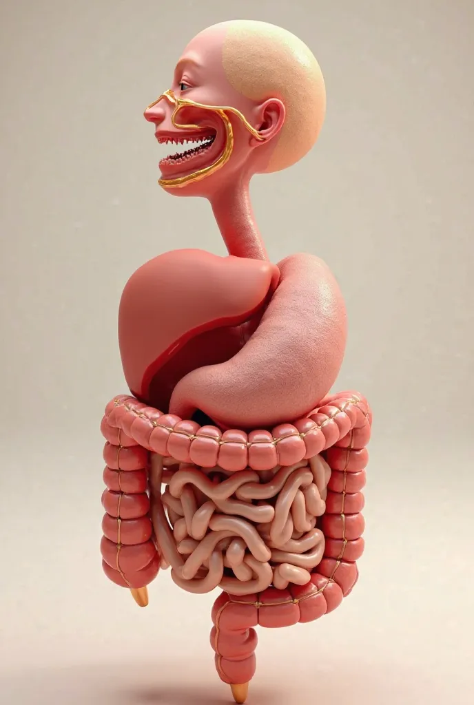 An animation of the digetive process , a realistic 3d animation 