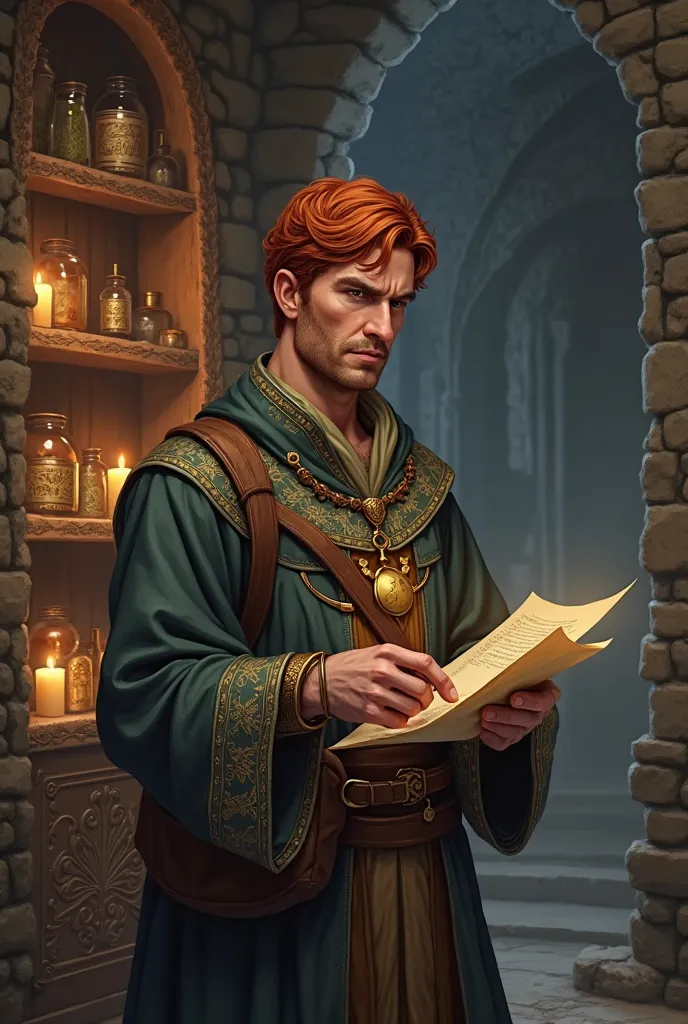 The model is a male medieval doctor with short red hair