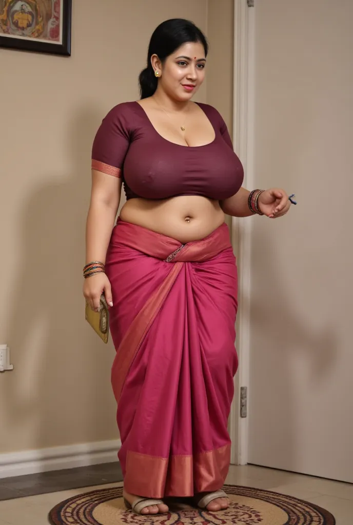 40 year old fat chubby milf indian mother, with huge heavy breast, wearing a saree, cleavage show, downblouse, naked breast