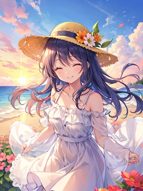 Summer sky、Sunrise Flowers、 straw fedora hat 、Smiling Face in the Sky、Oxytocin、The best smile you want to protect、wide open mouse、close your eyes、It got brighter,  Energetic 、