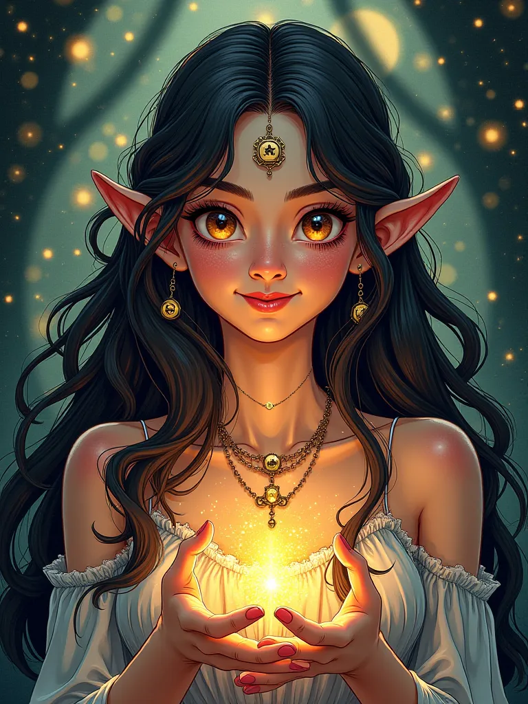 tarot card fortune teller
Feels cute
　illustration for both eyes　
smiles, long hair,  Hair, 