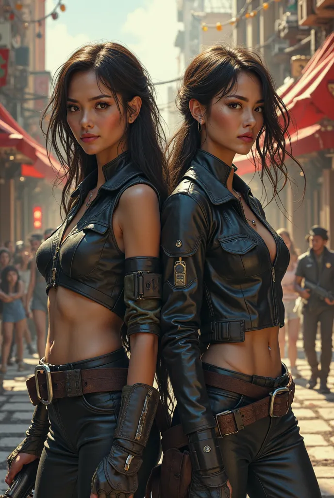 2 beautiful sisters who are bounty hunters earn money by killing money goblins They live in a beautiful city normal people but very talented they are a little ahead