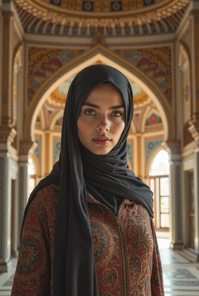 sexy girl,detailed face,ultra detailed,hot body,hijab,mosque background