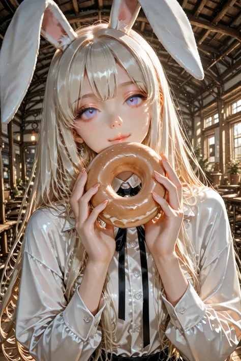 Anime - style pictures of girls with long hair and rabbit ears, Art Station、Trending on pixiv, lies in, artwork in the style of Gwaiz, Gwaiz on artstation pixiv, Gwaiz on pixiv artstation, on ne、cute 3d anime girl, Ultra Detailed Rendering , adorable det...