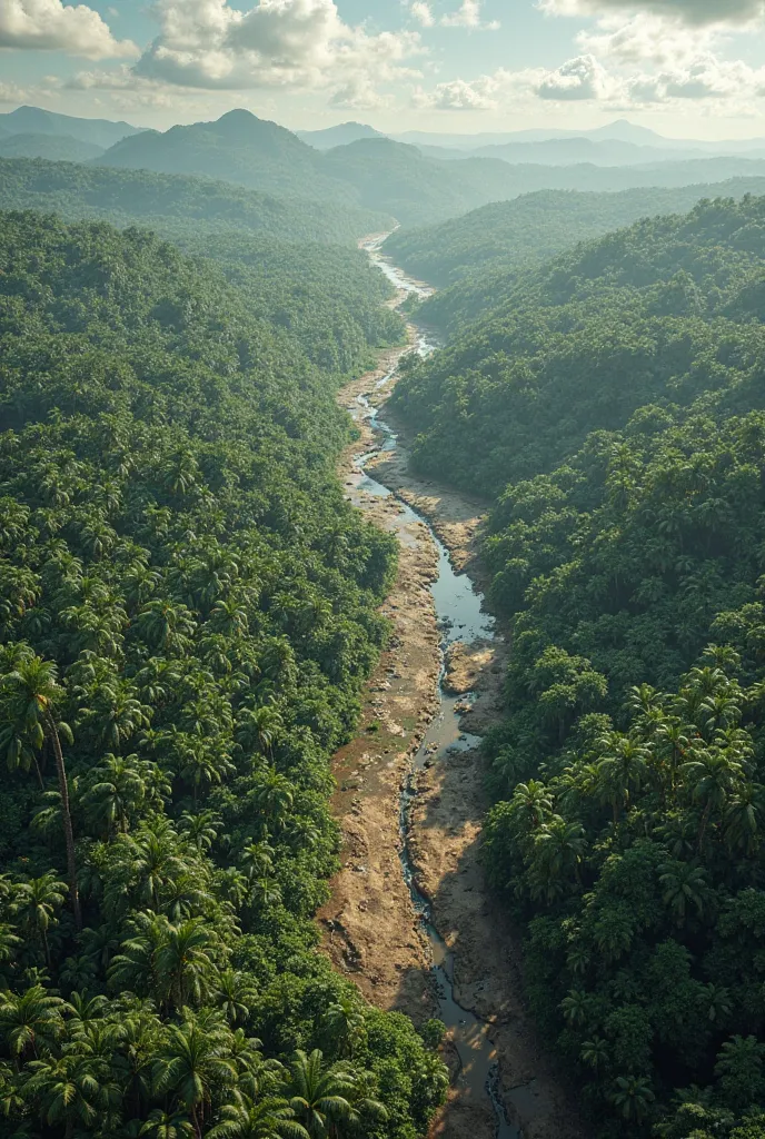 A before-and-after comparison of the Amazon Rainforest, showing deforestation’s impact.