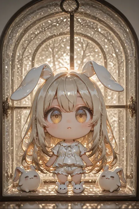high definition、Super Detail、( 1girl :1.5),( chibi:2.0)、intricate details, depth field, natural light, professional lighting,Height 135 cm、blood、and a cute face、they are covered with hair so that their eyes are covered、 clear, big eyes peeking through gap...