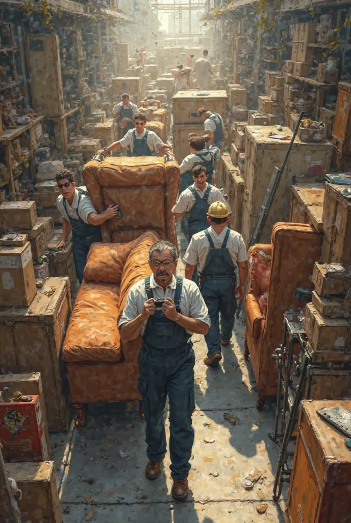 Workers moving furniture
