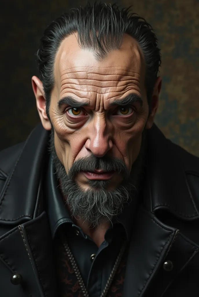 A human necromancer with downturned big eyes and a wrinkled clean shaved face, defined nose, thin lips in his forties that looks exactly like al pacino from the devils advocate in a realistic 3d art style