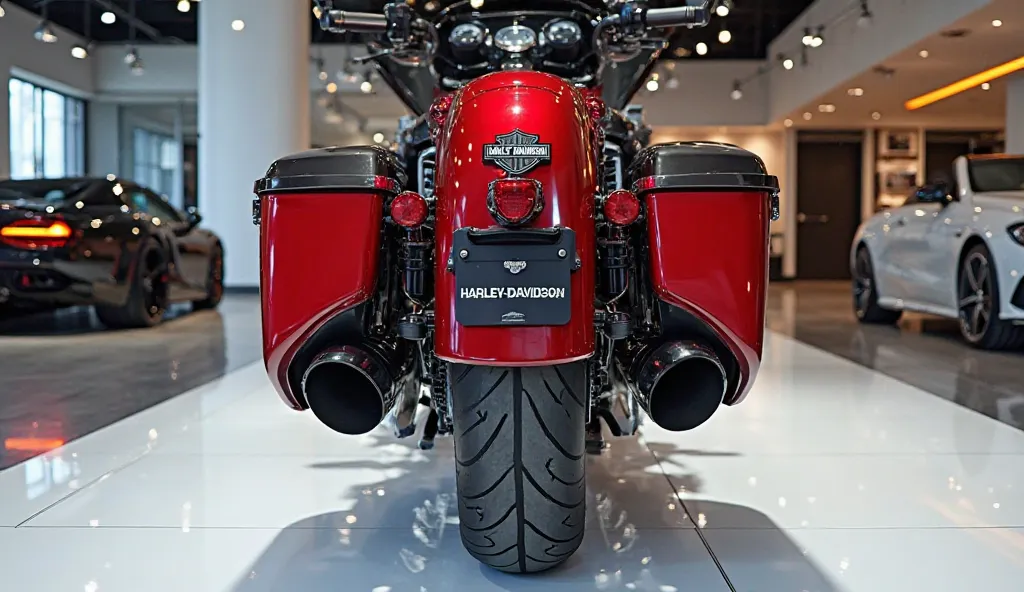 Bike close front left view of painted with fully shiny exterior Red 2025 Harley-Davidson Street 750 sleek in large shape  in large size  with  on its large detailed grille in shiny fully shiny Red exterior rad with angular spor ty design captured from fron...