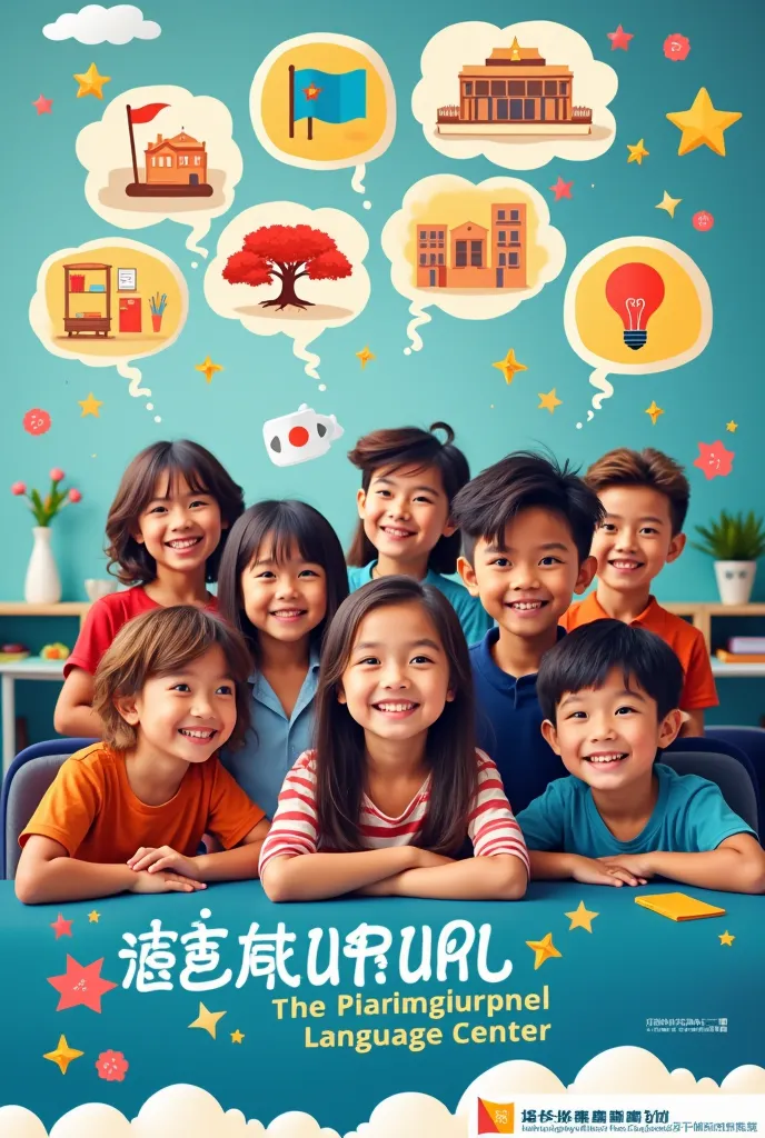 Help me create a student recruitment poster for an English language center in Vietnamese