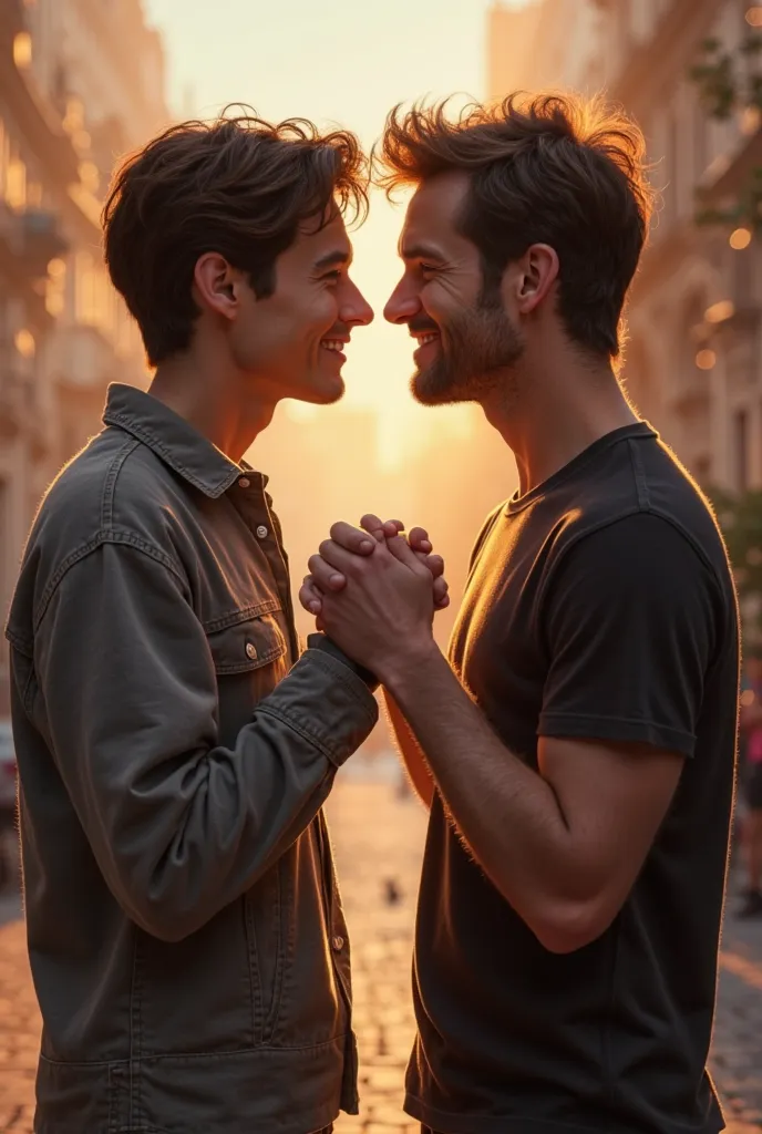 Tom Holland holding hands with Andrew Garfield