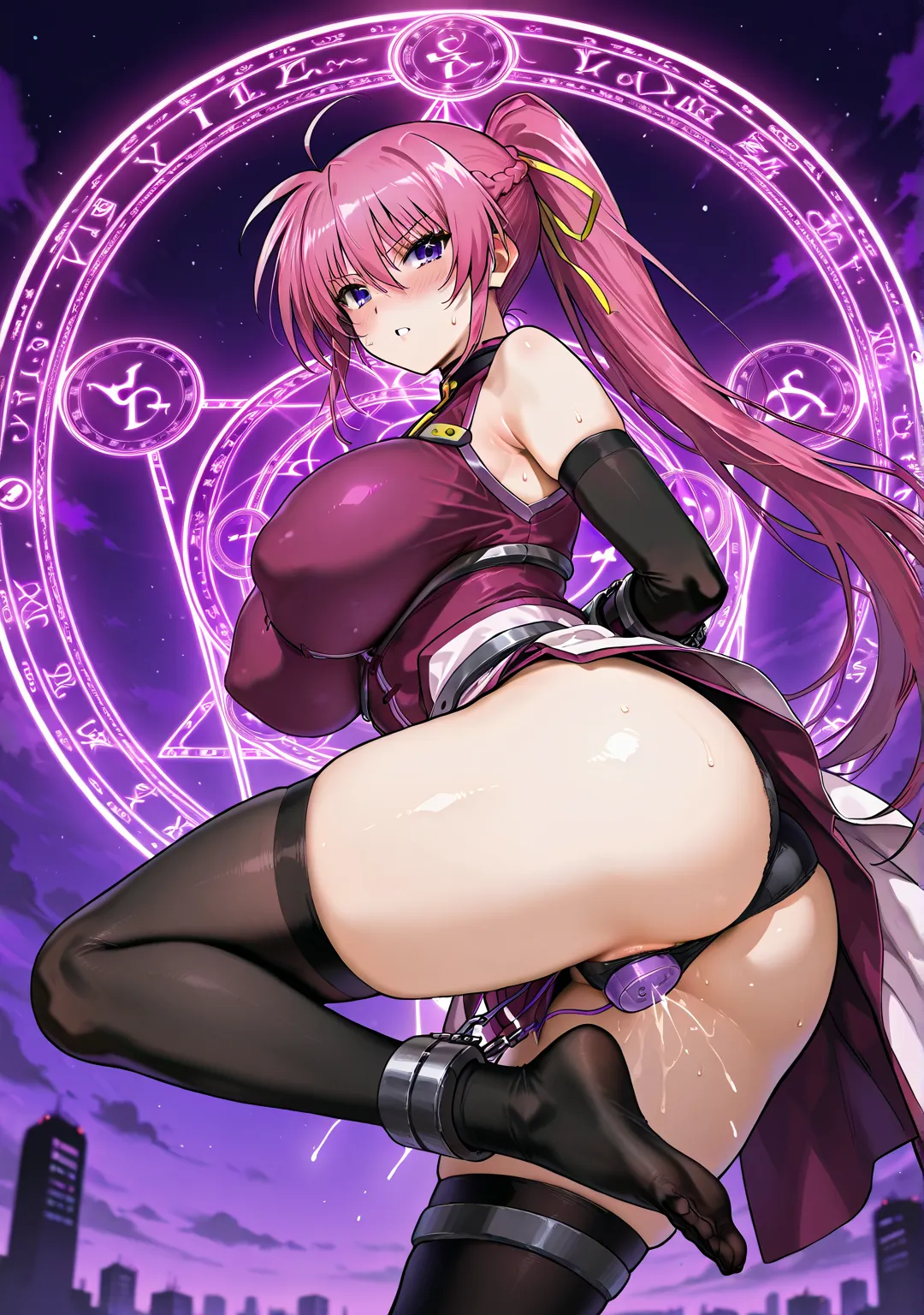 pretty girl、Signum、 Magical Girl Lyrical Nanoha in underwear inserted all the way to the base、 sky background 、orgasm、scream、upper body、 Big Breasts、top quality、high quality、4K quality、speed line、action line、obscene sound effect、big ass、I have a Raging Hea...