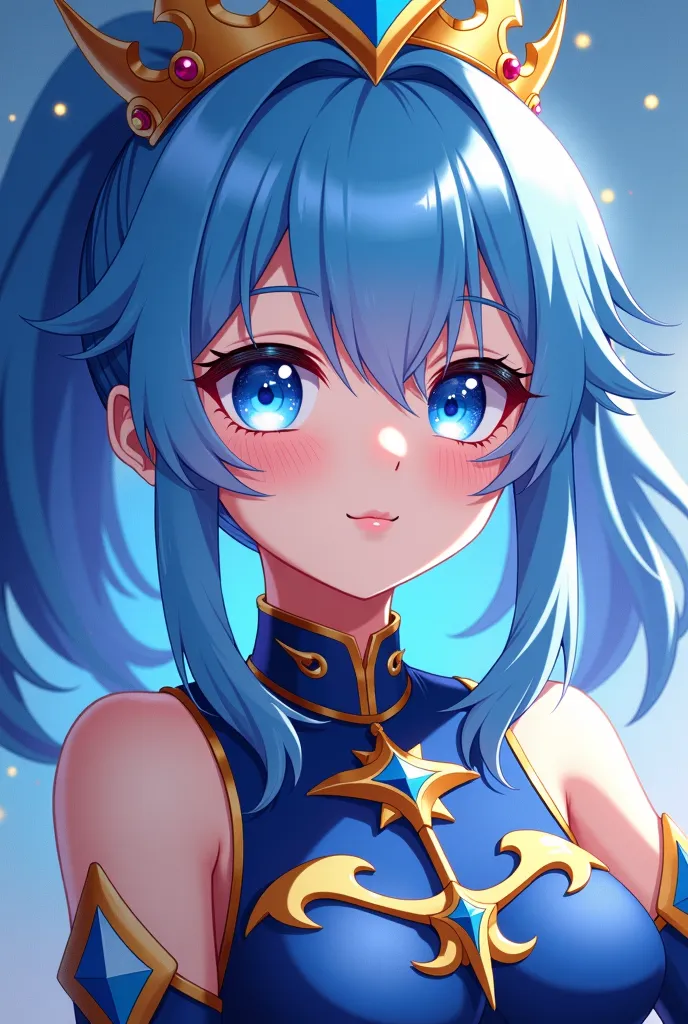 anime girl with blue hair and a crown on her head, keqing from genshin impact, portrait knights of zodiac girl, ayaka genshin impact, beautiful celestial mage, an exhausted deity, anime girl with cosmic hair, zhongli from genshin impact, genshin impact cha...