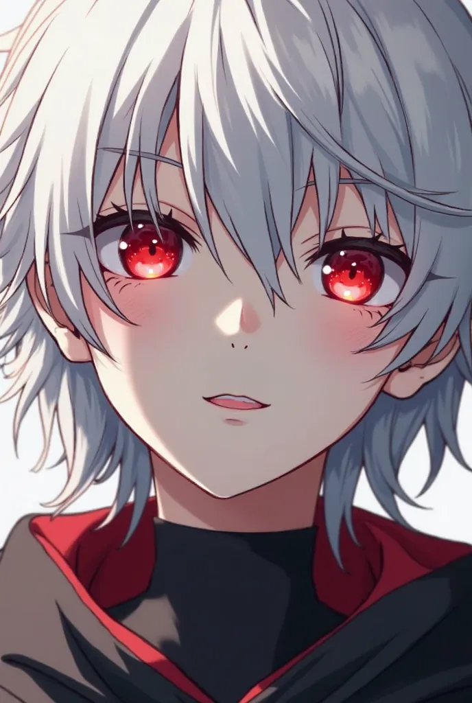 a close up of a person with white hair and red eyes, an anime drawing inspired by Itō Ogura Yonesuke, featured on pixiv, neo-figurative, ken kaneki, kaneki ken, white haired, white-haired, tokyo ghoul, killua zoldyck black hair, jormungand anime, male anim...