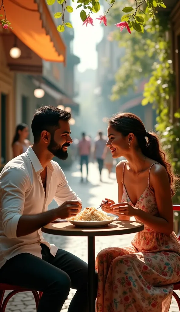 Virat Kohli and Christina Rolando eat rice