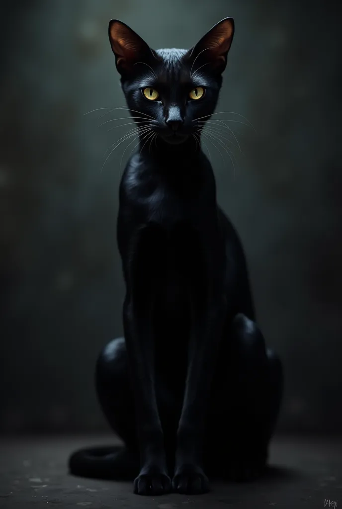 A cat whose colour is black with sexy body