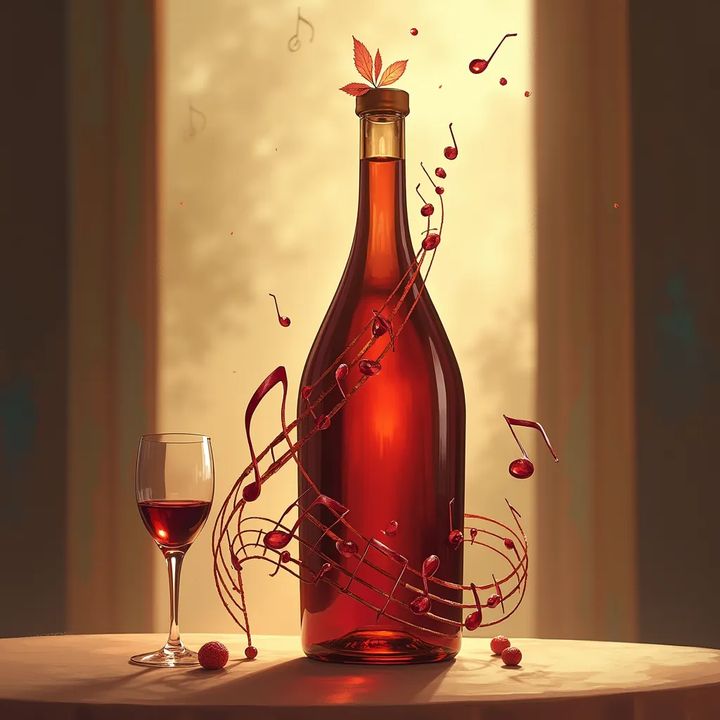 Musical note simulating a bottle of wine