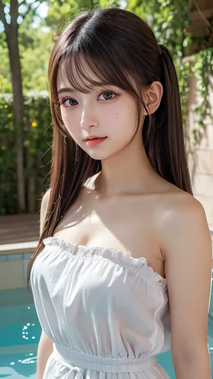 (8k，best quality，  RAW photos from the last century in the bath at night，超  nothing ，  nothing ， Attention to details ， Attention to details ，超  nothing )，(((Very   beautiful girl)))，(Frilled maid outfit、)， Realistic Atmosphere，【Imaging Center， cute girl，Y...