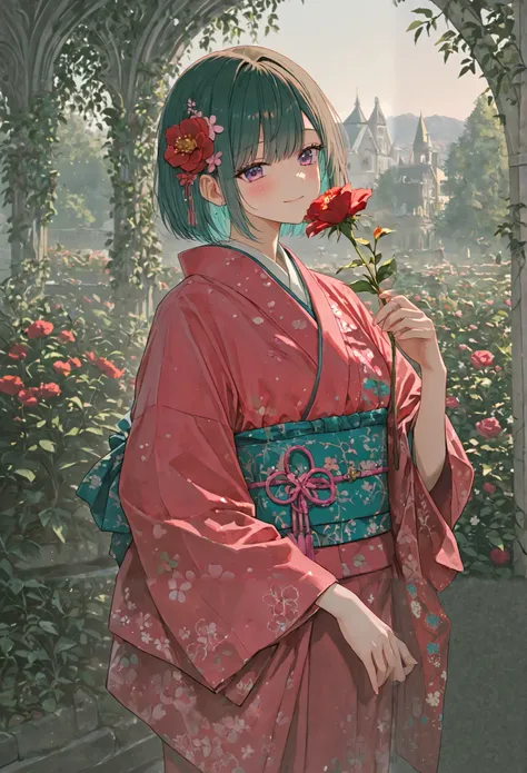 woman wearing kimono。beautiful、Feels like a flower manor