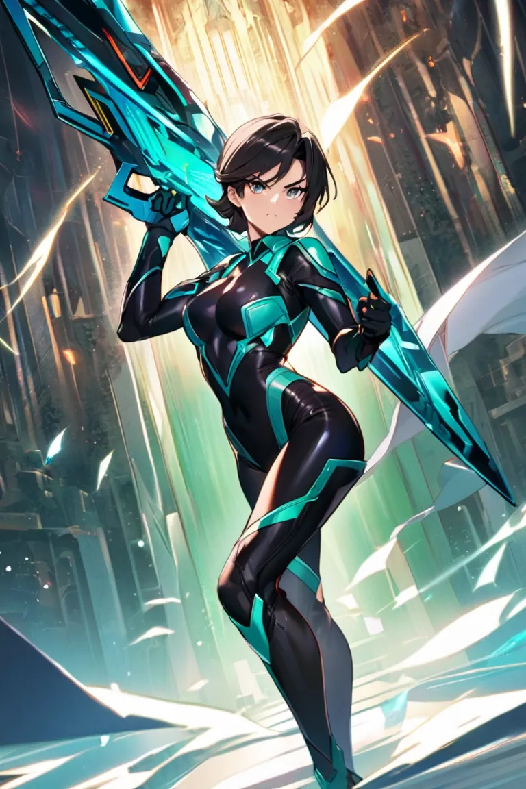 female hero ,  full body image ,   heroic pose,   hero suit, like an emerald dragon,