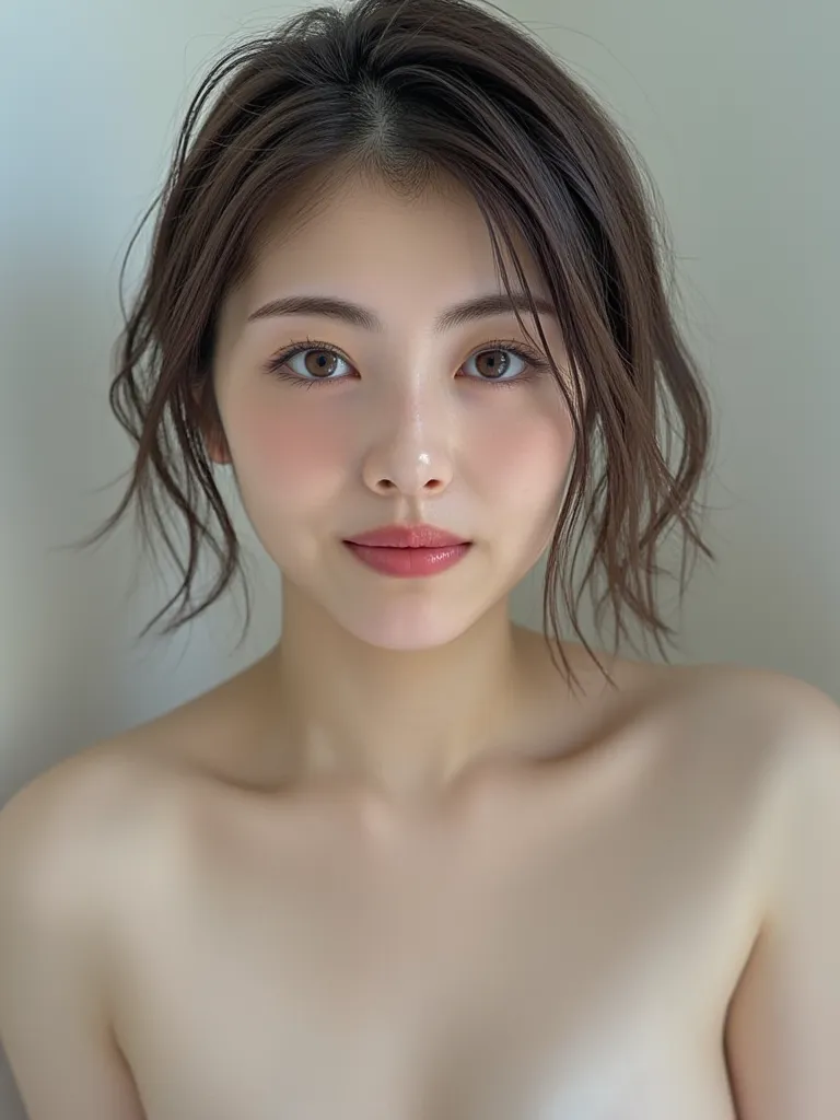 若い女性のクローズupポートレートです,  with wavy hair tips . Her skin is very white、The figure is slim .  score_9, score_8_up, score_7_up, score_6_up, score_5_up, score_4_up,  high definition, 4K, Alone, detailed eyes,  detailed cute face , Find another side  , sweat, Free...