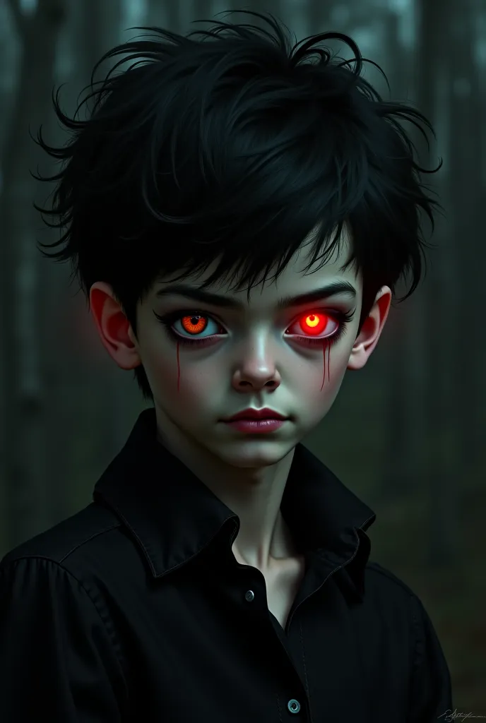 Boy with red eye