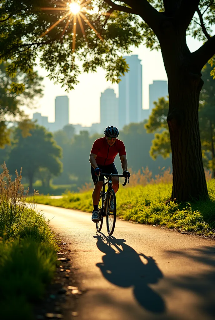 Create an image as if I were taking a photo riding a bike at Villa Lobos Park in São Paulo 